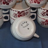 9 cups vintage Café Mars - stencil décor
