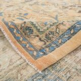 Tapis Persan Ancien Grand Format – Laine Nouée Main, Tons Beige & Bleu