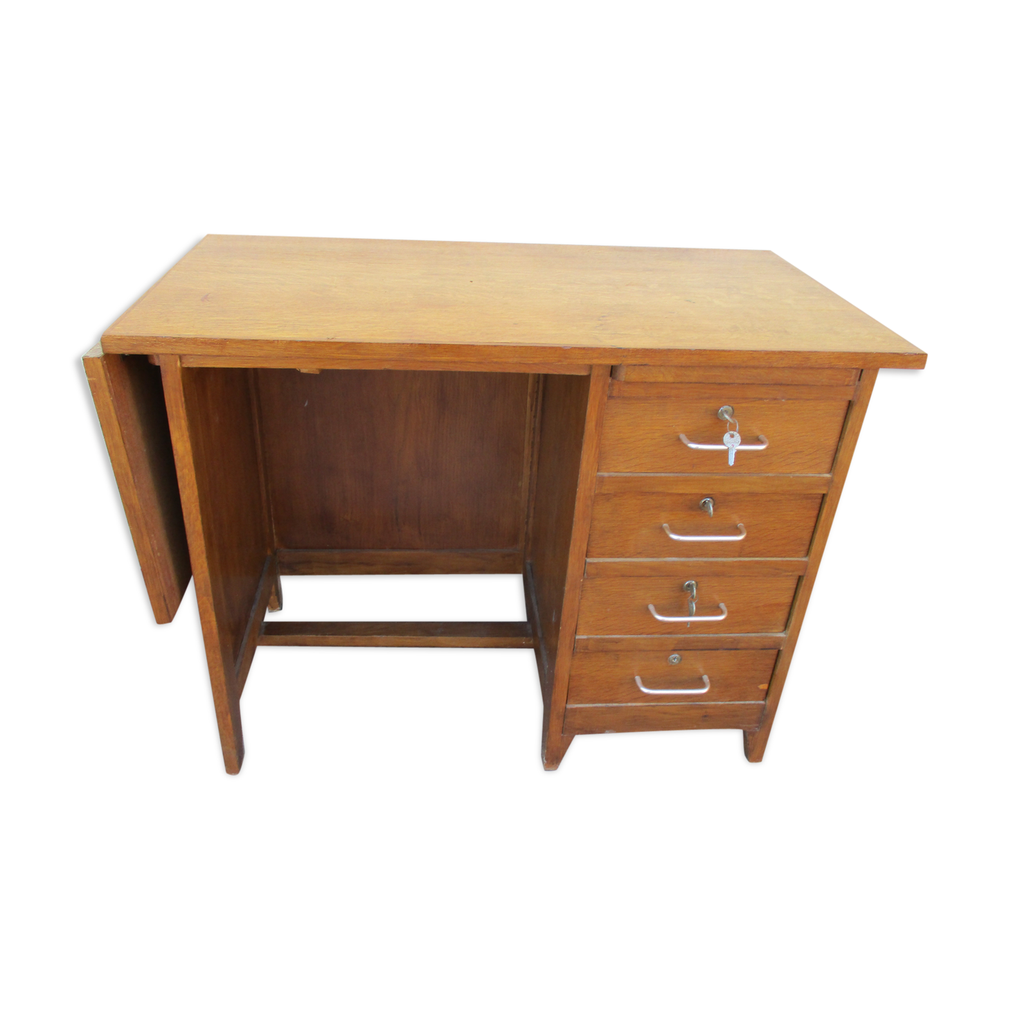 Desk oak vintage style english drawer and extension