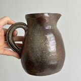 Brown handcrafted stoneware pitcher