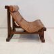 20th-century leather and Brazilian hardwood sofa, Brown