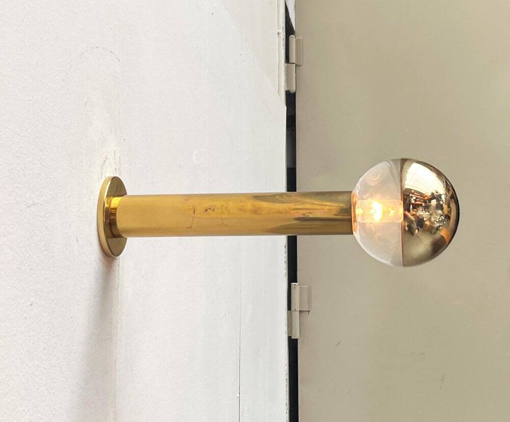 Vintage Space Age ceiling lamp in brass by Motoko Ishii for Staff, 1970s.