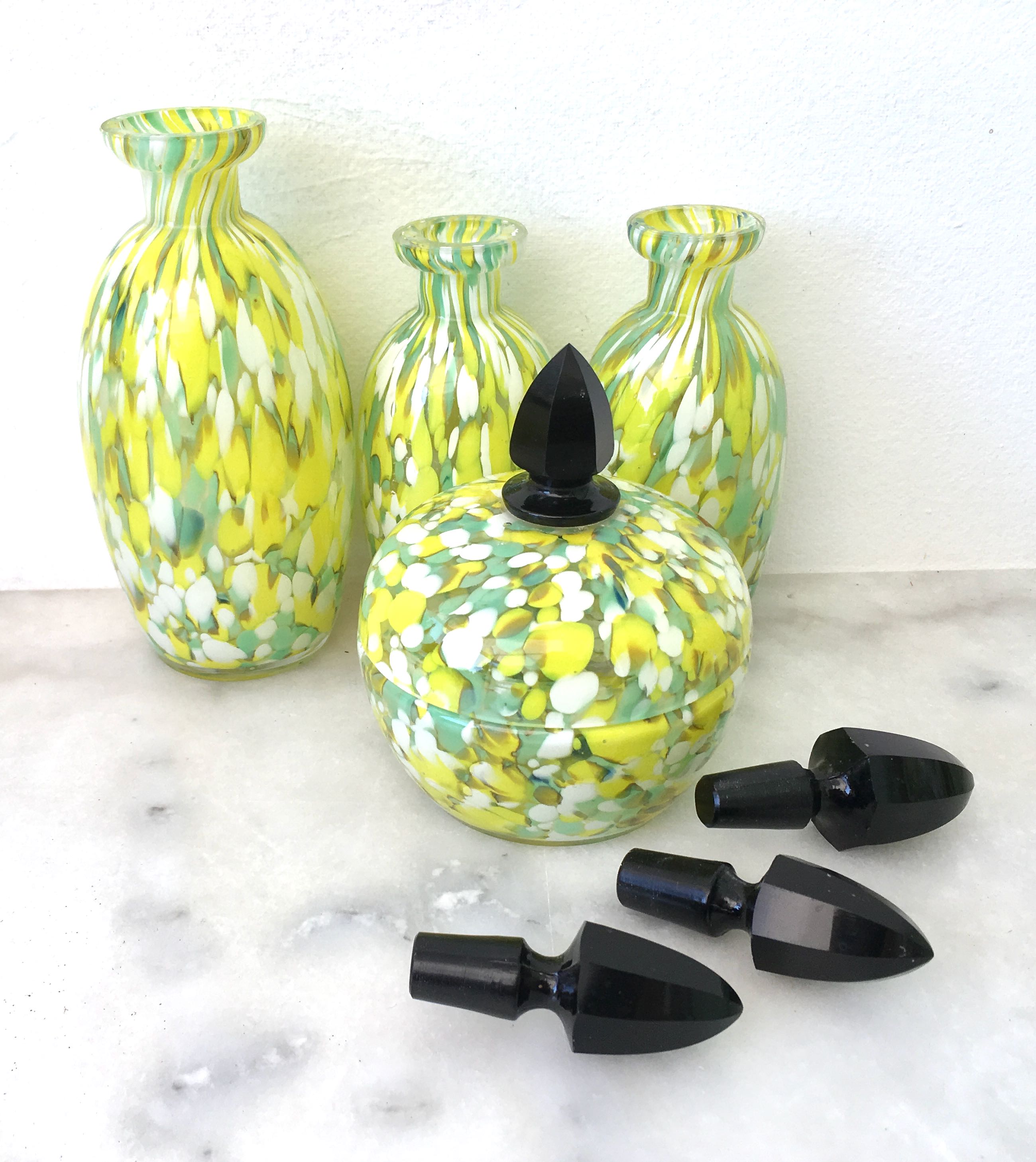 Set of art deco perfumery bottles