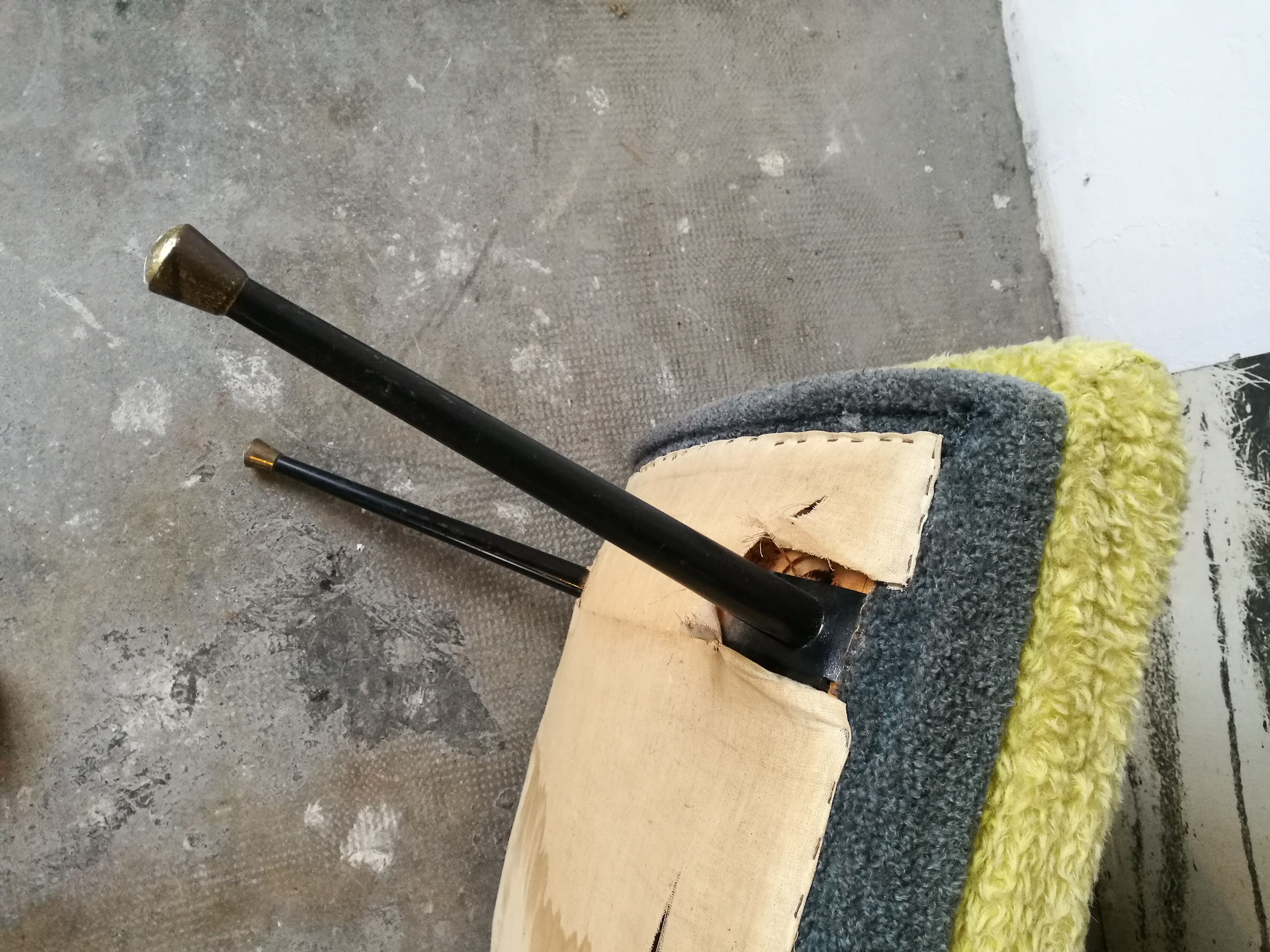 Heater, 60 year old synthetic fur chair