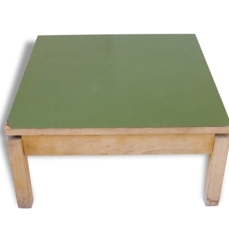 Low table in solid beech and khaki formica 1950 vintage rockabilly coffee table #2