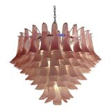 Contemporary White and Pink “Selle” Murano Glass Chandelier