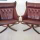 Chaises Falcon à ailes et dossier haut en cuir Sigurd Resell vintage rétro