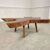Table basse années 1960 en séquoia
