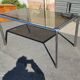 Dining room table chrome steel and smoked glass