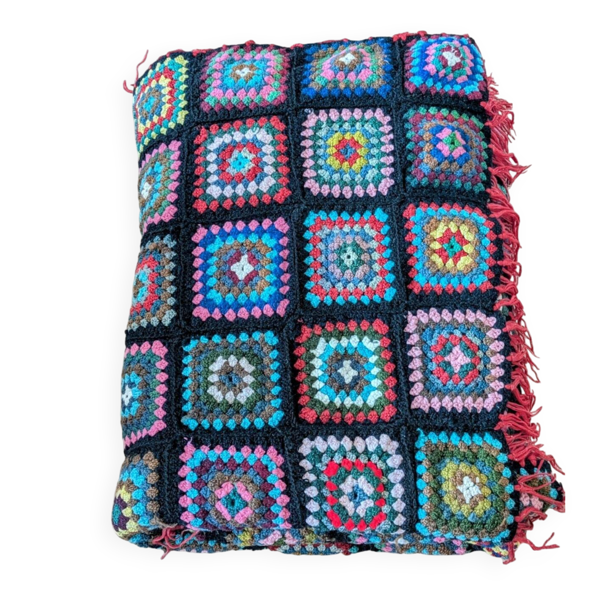 Rare! Handmade bohemian patchwork crochet blanket