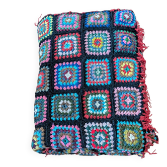 Rare ! Couverture crochet bohème patchwork fait main
