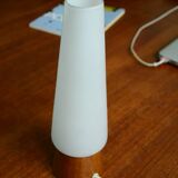 Scandinavian lamp opaline teak