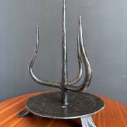 Brutalist wrought iron candlestick holder