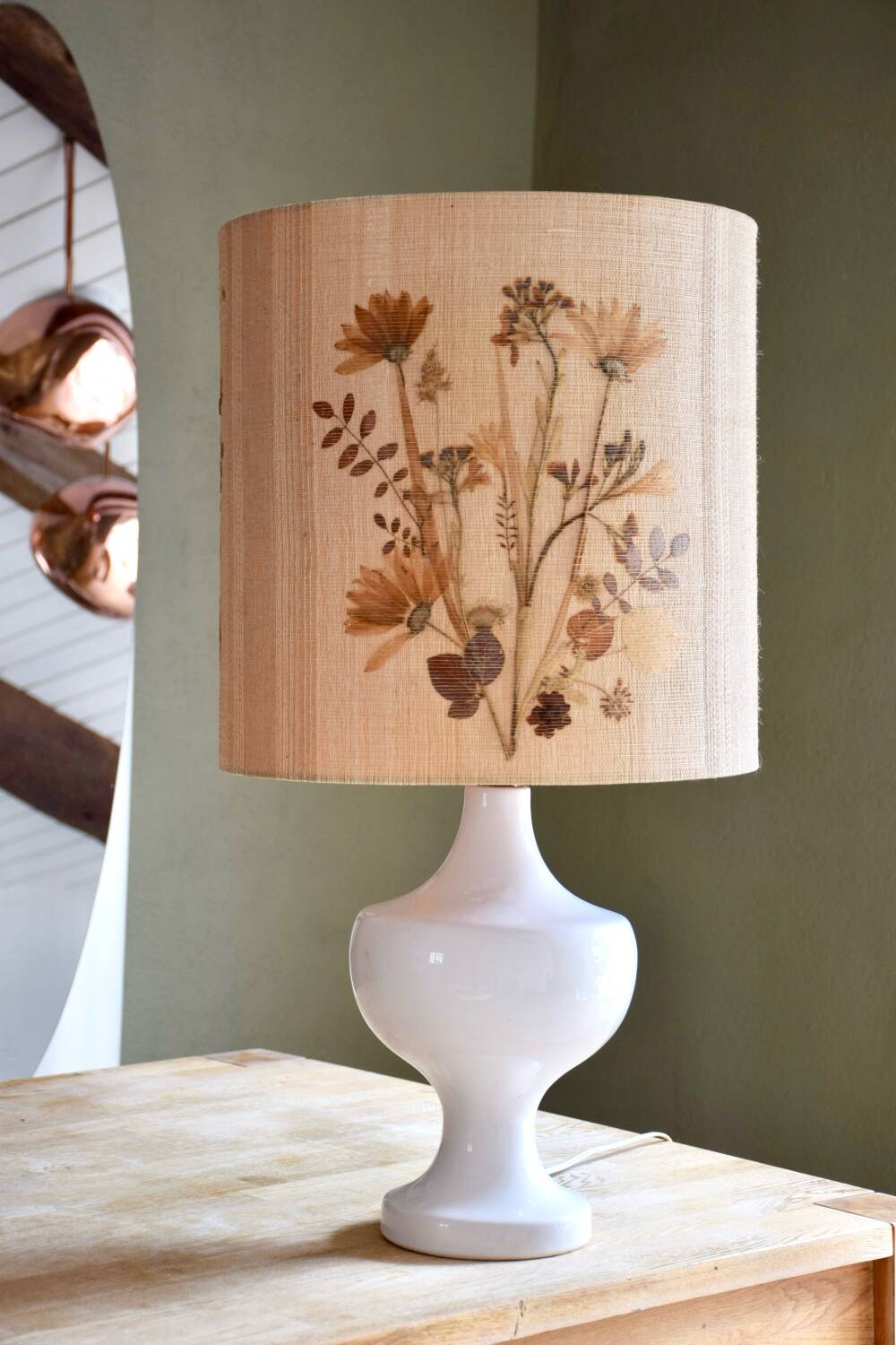 Lampe abat jour tissé main