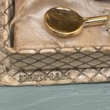 salerons vintage faïence décor coquillage + cuillères dorées en coffret