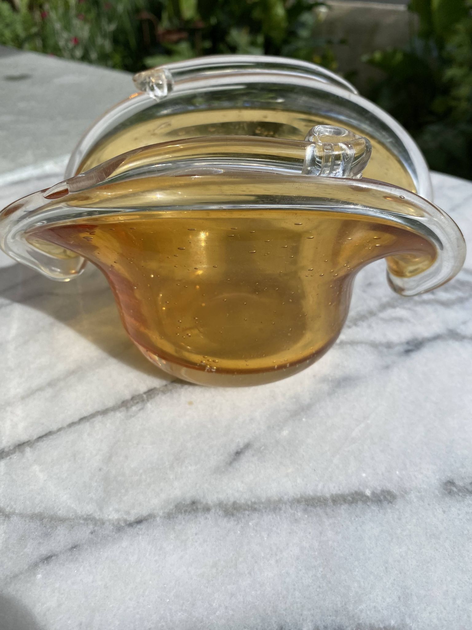Vintage en Verre Bullé Ambré