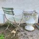 Large 19th century foldable garden armchair in wrought iron and wood