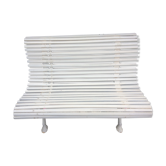 Banc de jardin ancien, pieds fonte et lattes blanches en bois