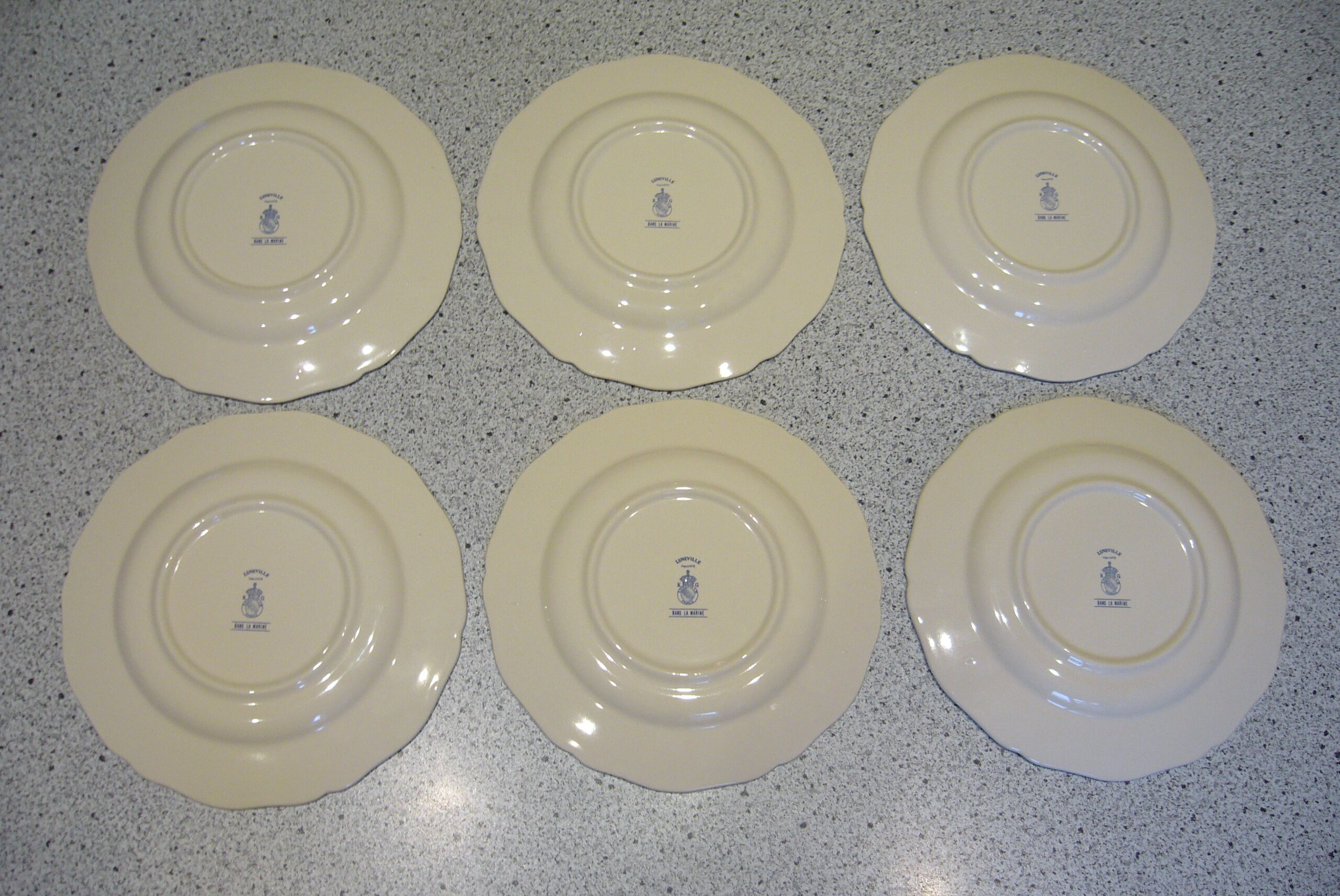 6 dessert plates Lunéville marine theme