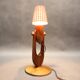 Mid-century adjustable wooden table lamp with checked shade, Czechoslovakia