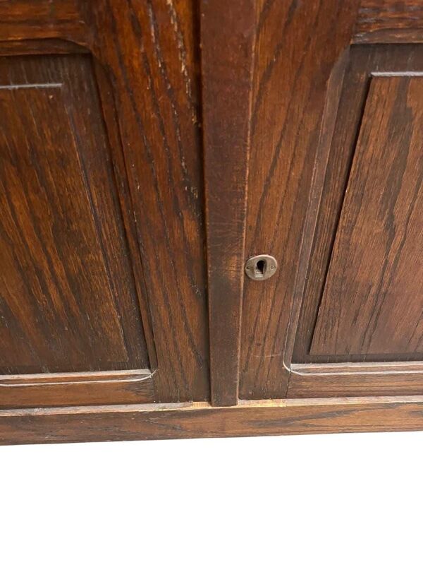 Vitrine/armoire vintage XL en bois, très haute, avec verre en relief