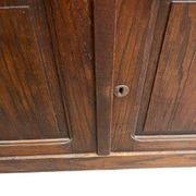 XL vintage display cabinet in wood, very tall, with embossed glass.