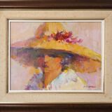 Huile sur Toile - Tableau Dame au Bonnet