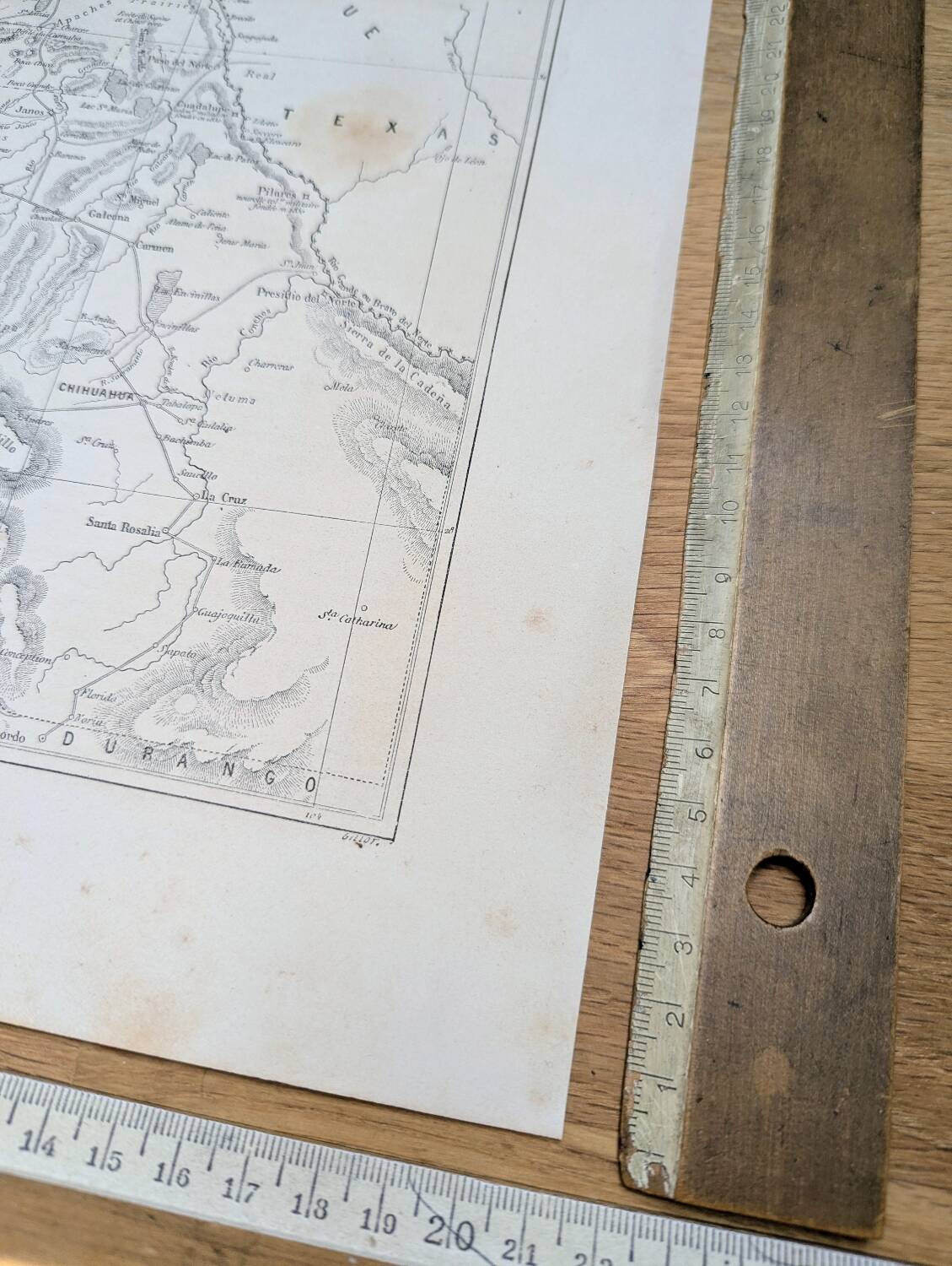 State of Chihuahua, Mexico, printed map from 1861.