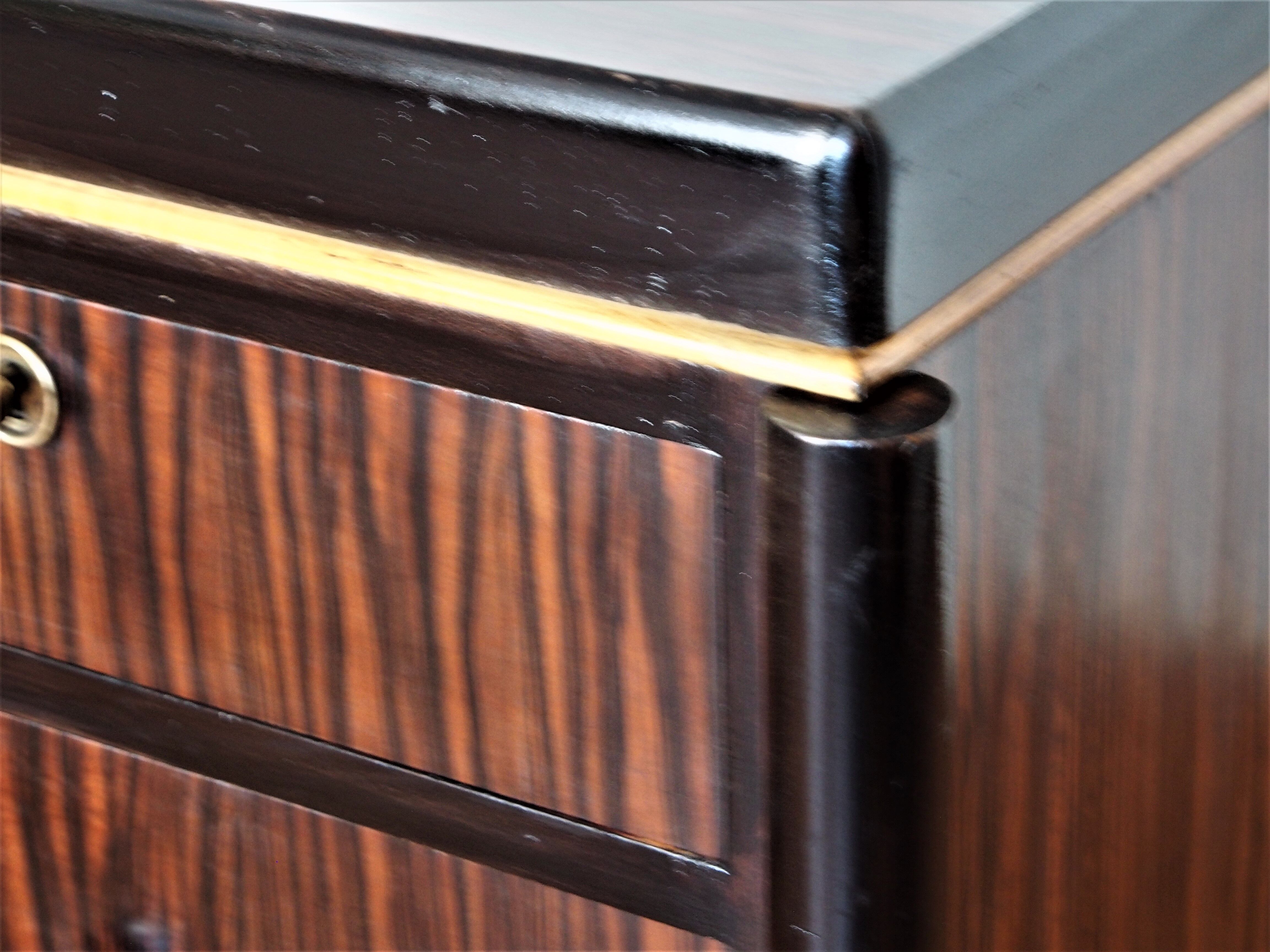Double-sided Art Deco desk in macassar ebony and blackened wood