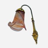 Old wall lamp in gilded bronze and tulip glass paste Art Nouveau
