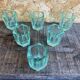 Set of 6 antique liqueur glasses moser moulded uranium glass beryl art deco