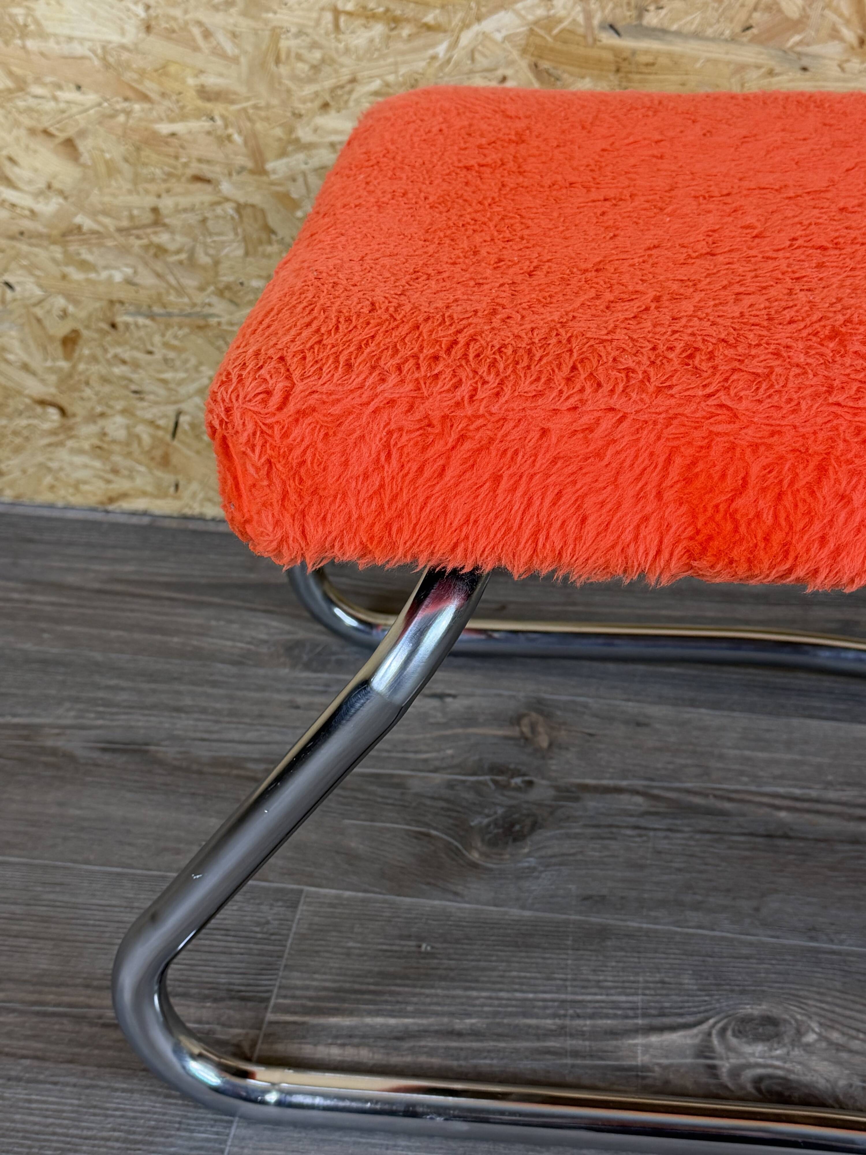 1960s 1970s Ottoman Footstool with Ladder Space Age Orange