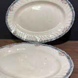 Two dishes in longwy earthenware, pasteur model