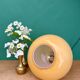 Suspension globe vintage en opaline jaune