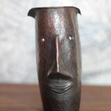 Copper sculpture signed Beaucousin Gérard, face-shaped sculpture, collection.