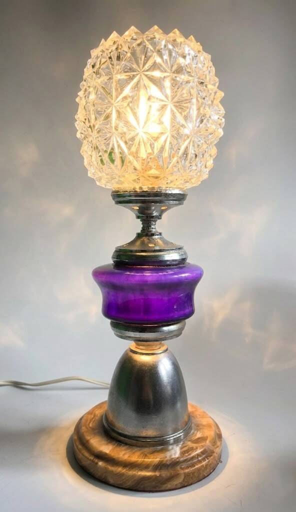 Mid Century lamp made of crystal, onyx, and marble.