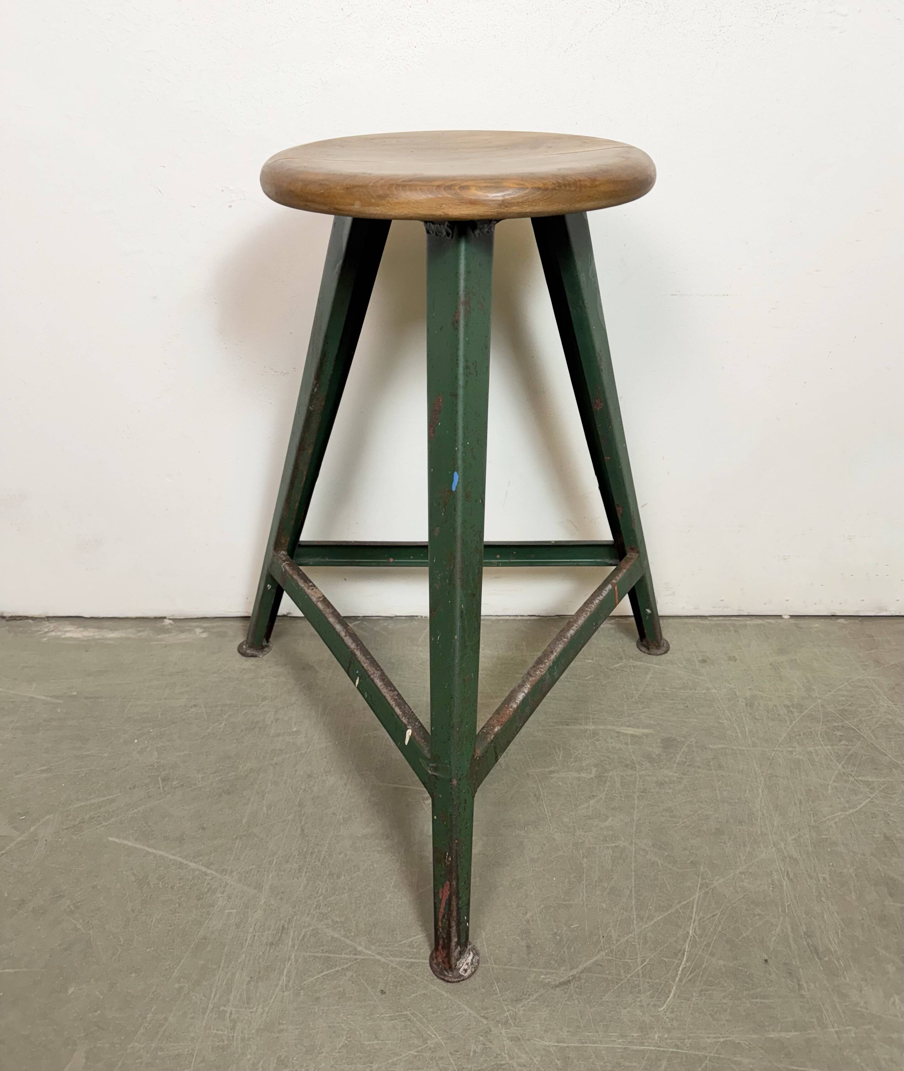Green Industrial Workshop Stool, 1960s