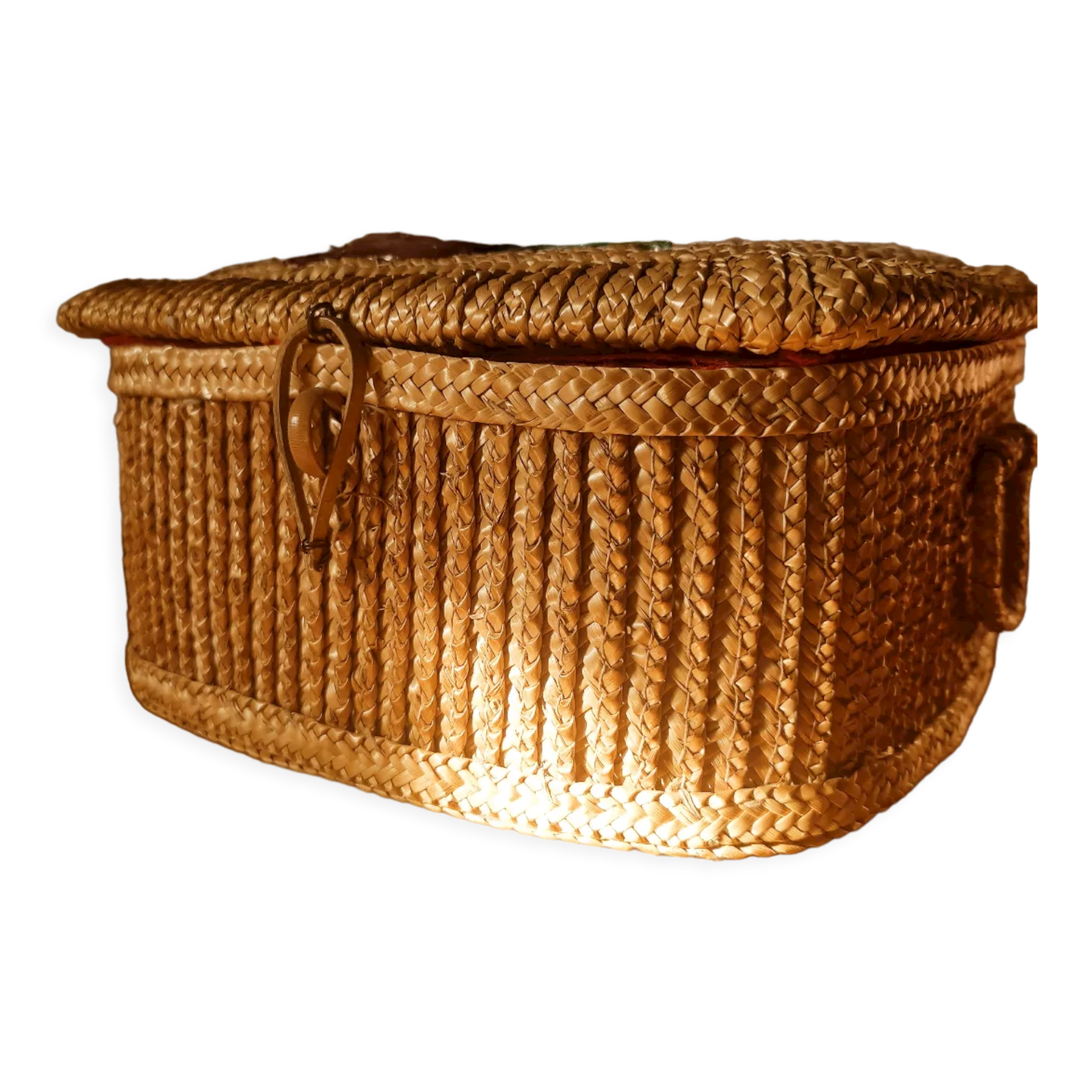 Boite à bijoux en paille tressée
