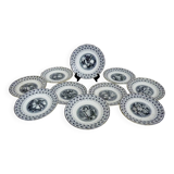 10 assiettes à dessert en faïence signées HB Choisy le roi XIXème