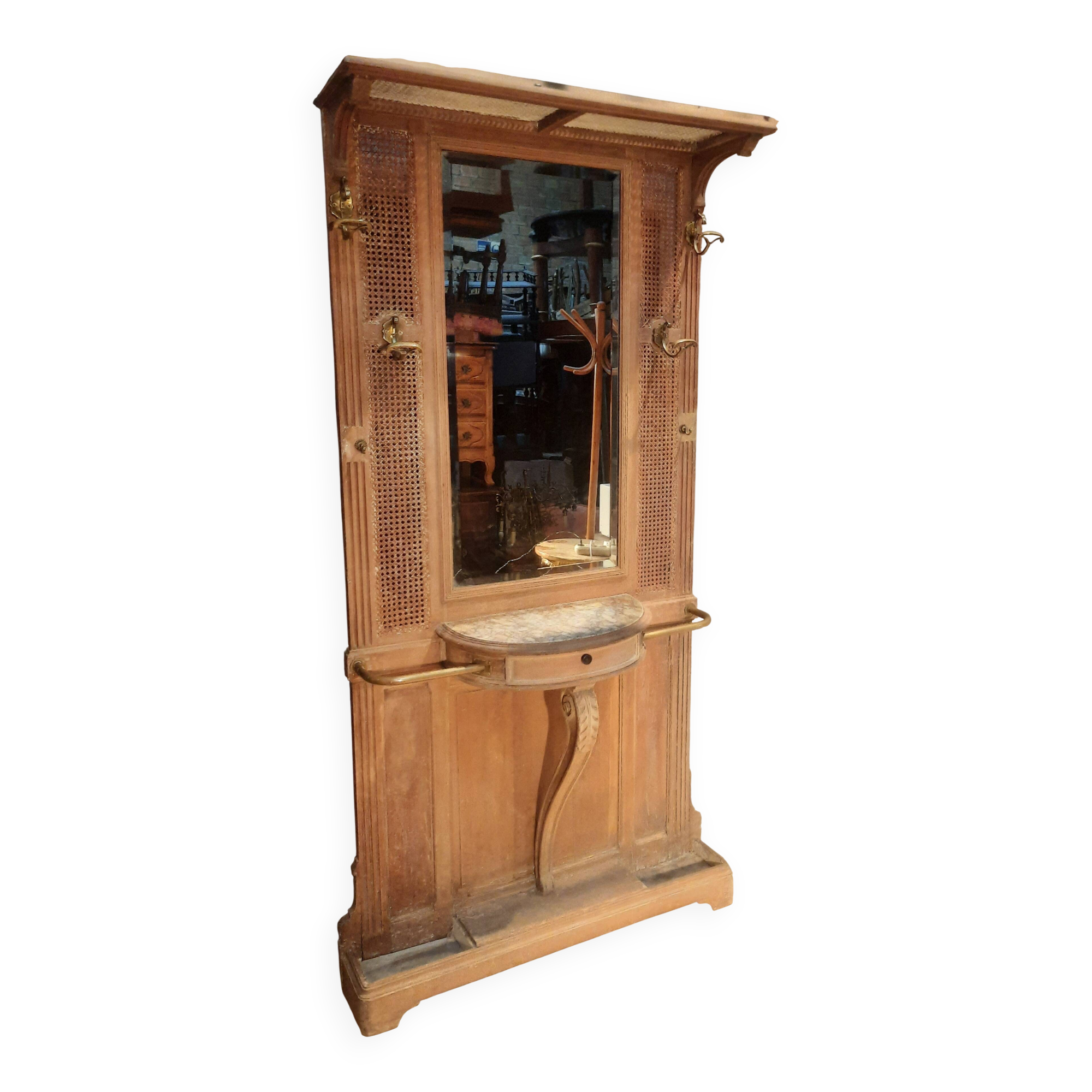 Coat rack "1900" in caning