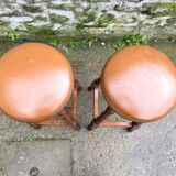 Pair of studded leather bar stools