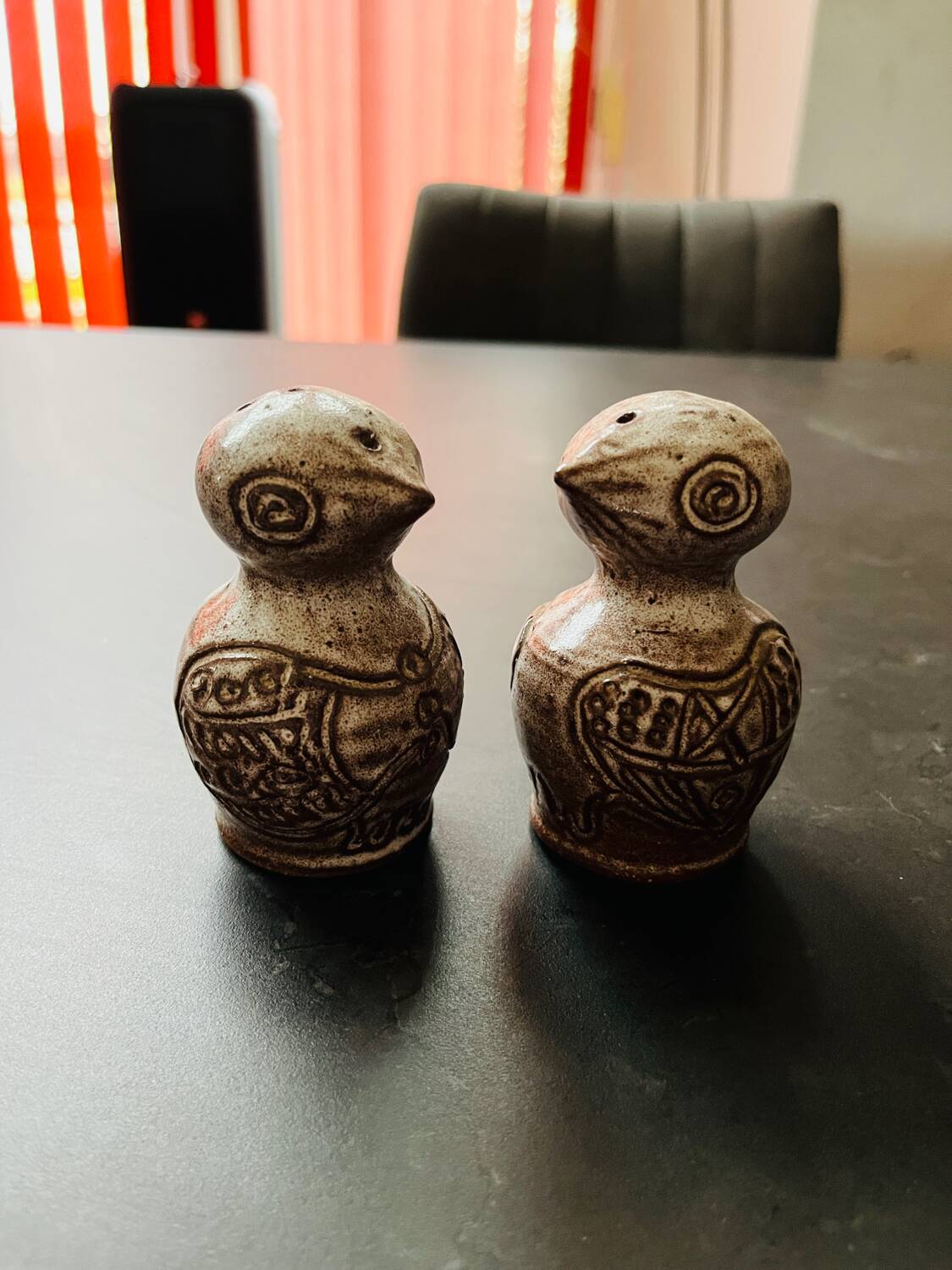 Norbert Pierlot ceramic owl salt and pepper set