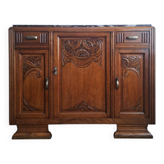 Art Deco sideboard with marble top, antique china cabinet