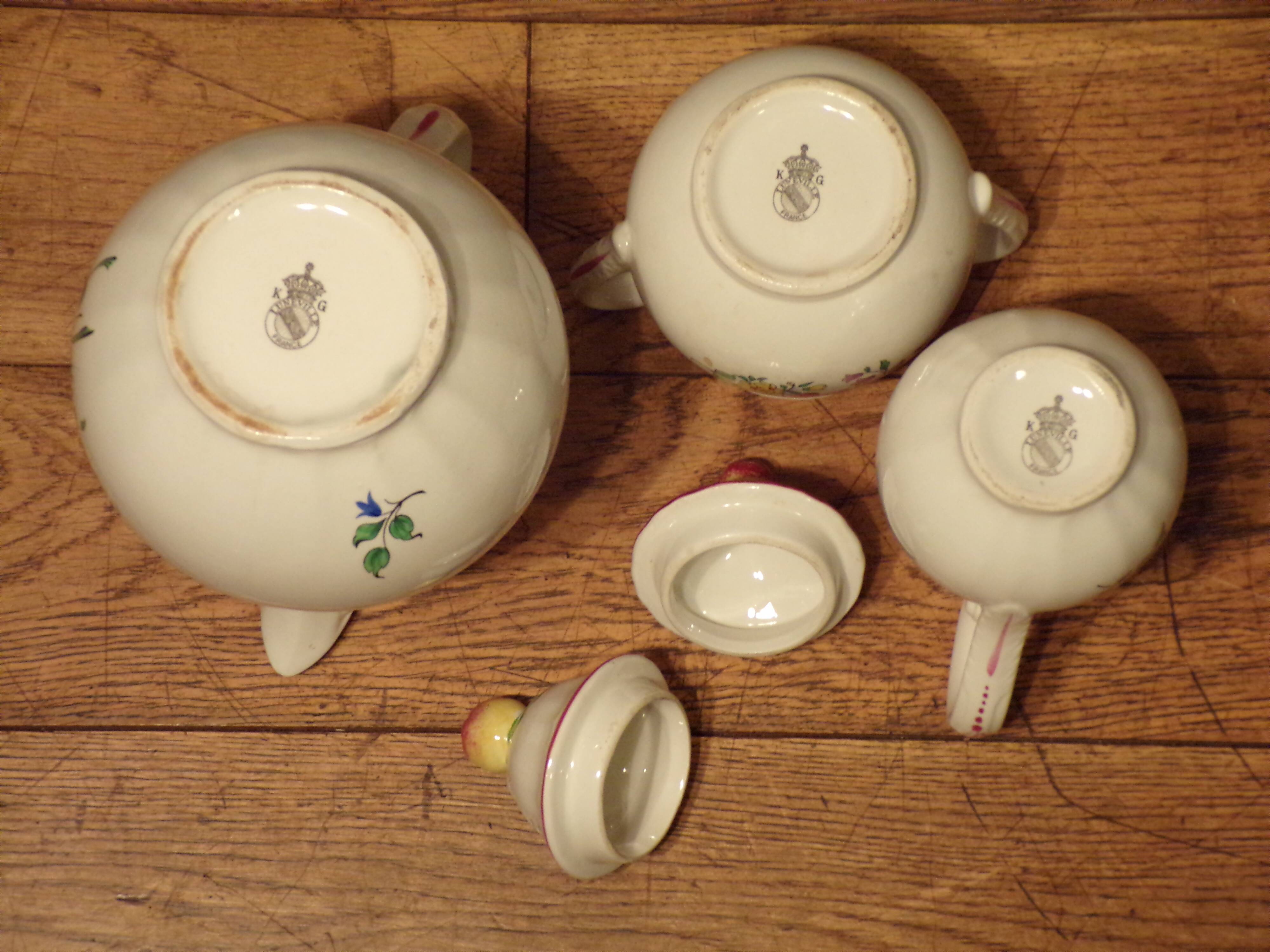 Coffee maker, sugar bowl and milk jug service Lunéville Réverbère