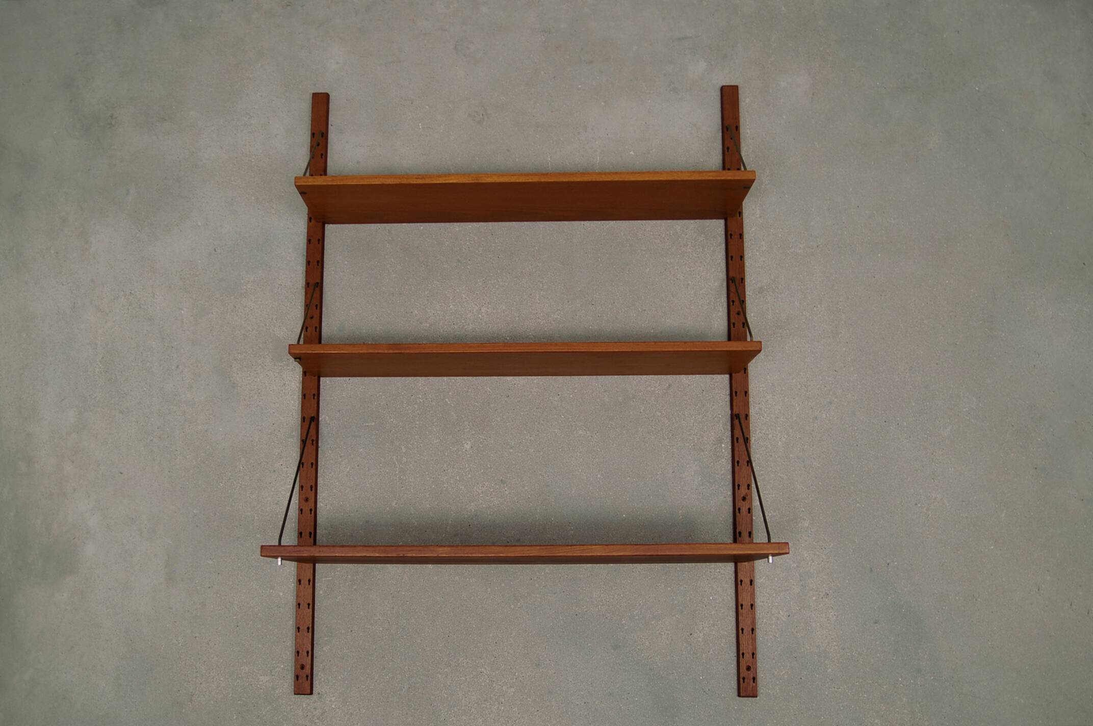 Vintage danish wall system brass supports