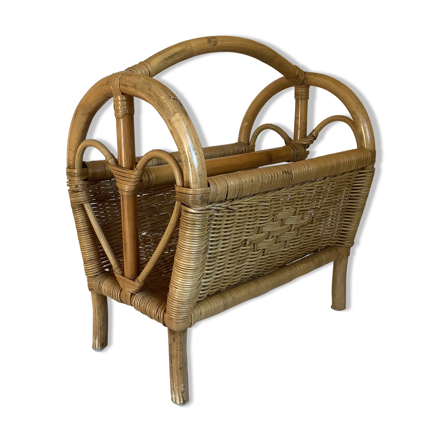 Rattan wicker magazine holder