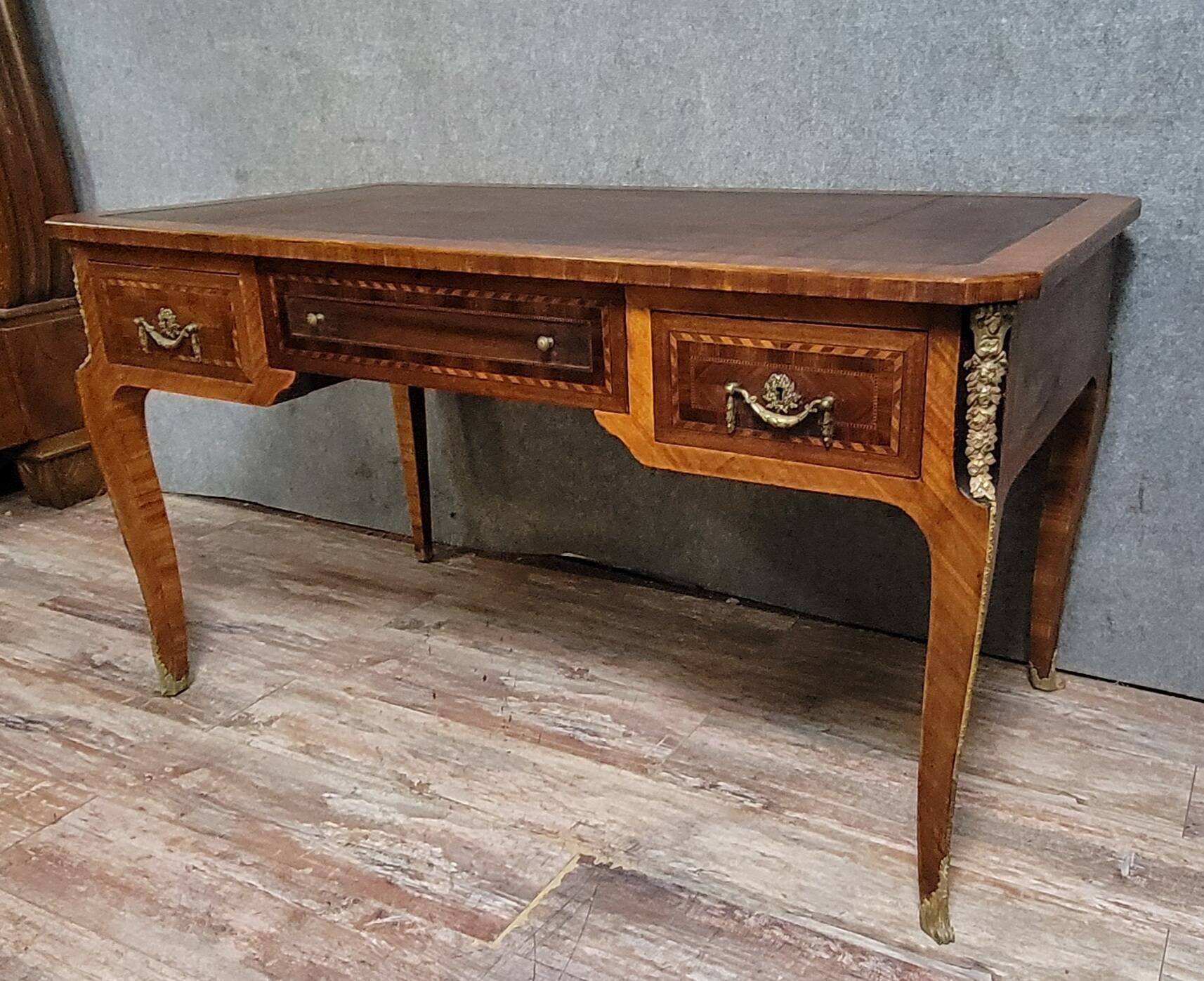 Louis XV style marquetry center desk