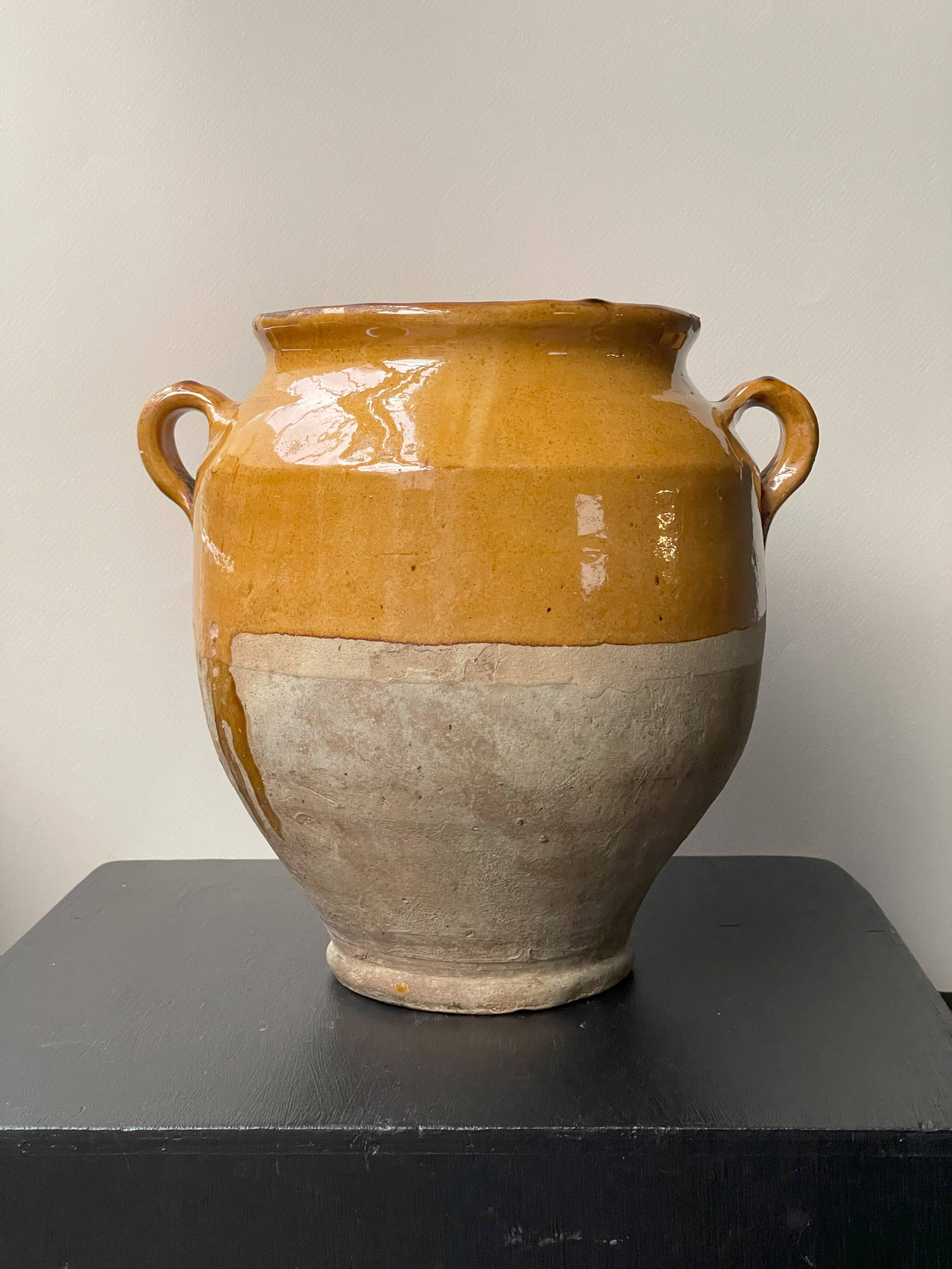 Small 19th Century Yellow Glazed French Ceramic Confit Jar #2