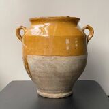 Petit pot à confit en céramique émaillée jaune française du XIXe siècle #2