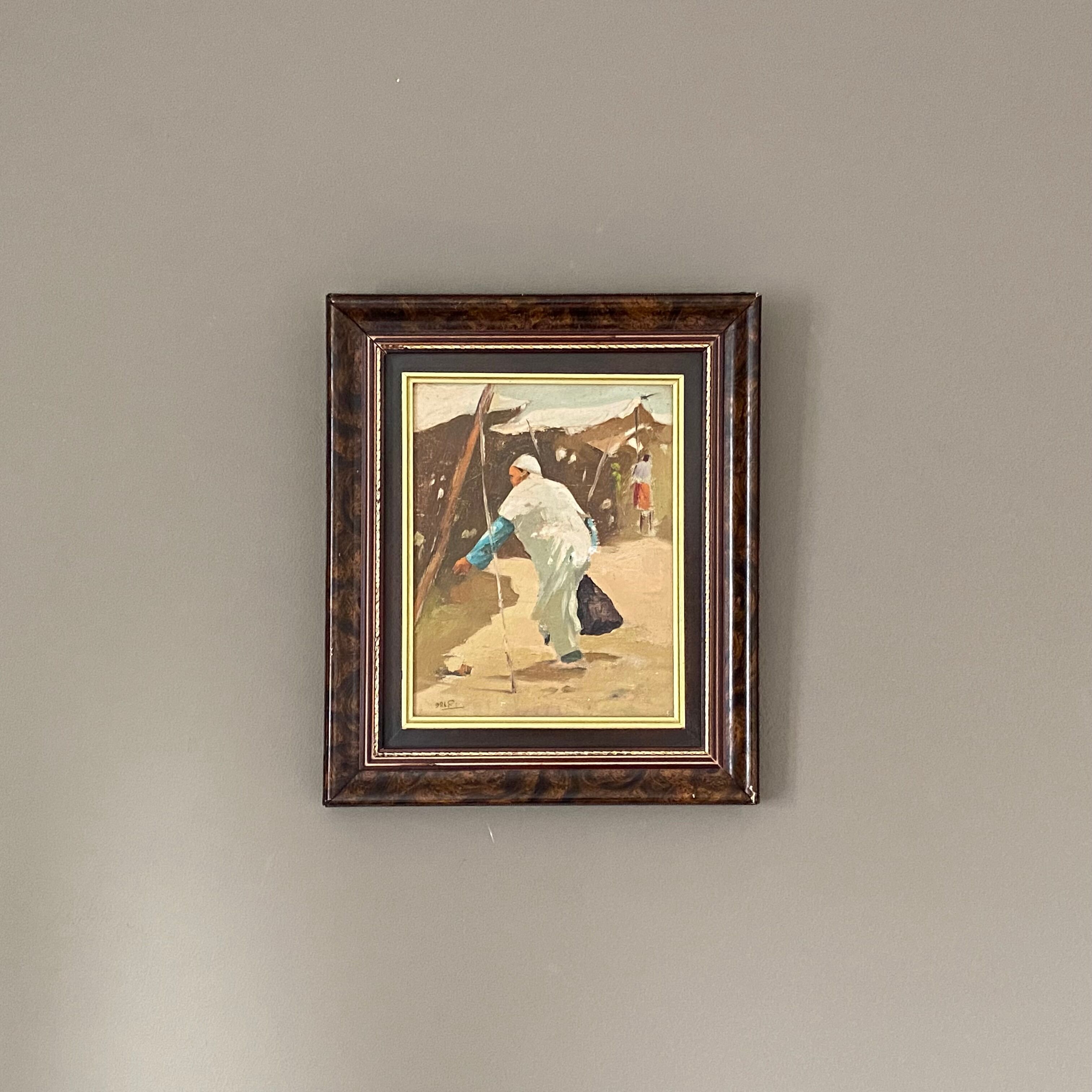 Orientalist painting. Framed oil. 1940 60.